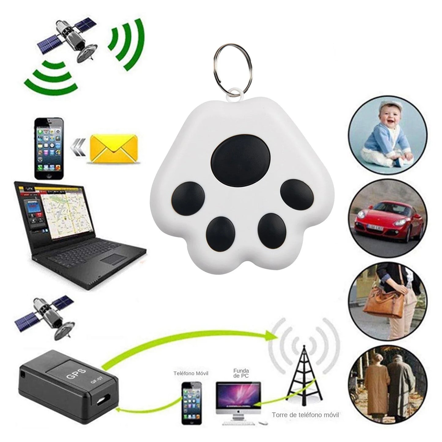 Dog Paw Shape Mini Smart GPS Tracker Keys Finder Locator Bluetooth anti Lost Alarm Sensor Device Tracker for Kids Pets Luggage