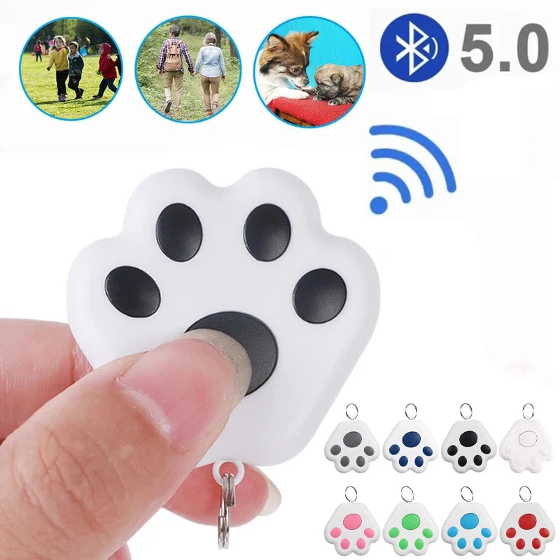 Dog Paw Shape Mini Smart GPS Tracker Keys Finder Locator Bluetooth anti Lost Alarm Sensor Device Tracker for Kids Pets Luggage