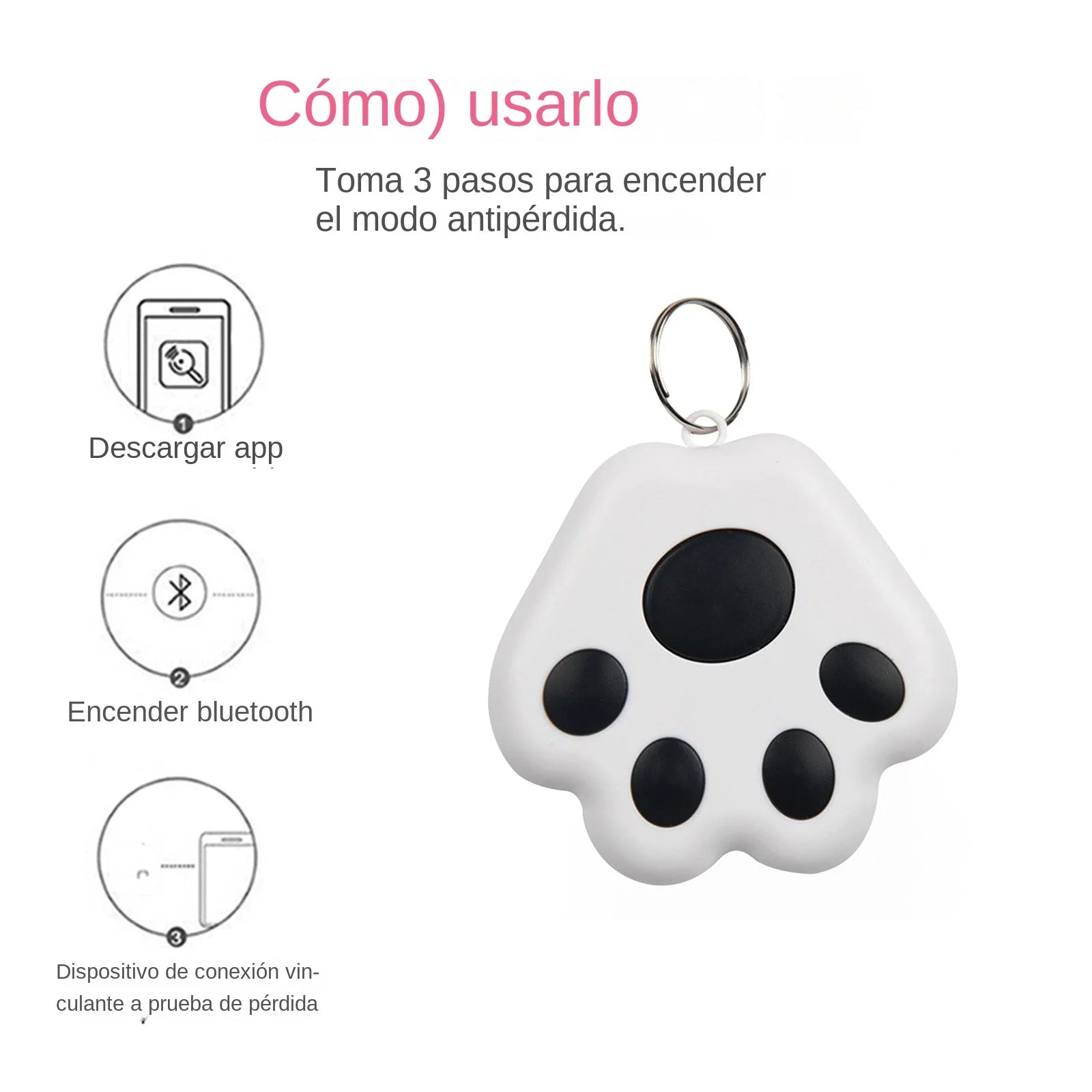 Dog Paw Shape Mini Smart GPS Tracker Keys Finder Locator Bluetooth anti Lost Alarm Sensor Device Tracker for Kids Pets Luggage